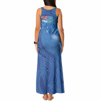 Tuvalu Heritage Tank Maxi Dress Map of the Islands and Polynesia Pattern