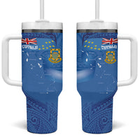 Tuvalu Heritage Tumbler With Handle Map of the Islands and Polynesia Pattern