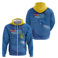 Tuvalu Heritage Zip Hoodie Map of the Islands and Polynesia Pattern
