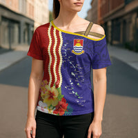 Kiribati Heritage Cross Shoulder Shirt Map of the Islands and Polynesia Pattern