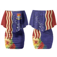 Kiribati Heritage Family Matching Off Shoulder Short Dress and Hawaiian Shirt Map of the Islands and Polynesia Pattern