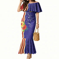 Kiribati Heritage Mermaid Dress Map of the Islands and Polynesia Pattern