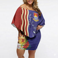 Kiribati Heritage Off Shoulder Short Dress Map of the Islands and Polynesia Pattern