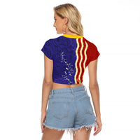 Kiribati Heritage Raglan Cropped T Shirt Map of the Islands and Polynesia Pattern