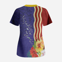 Kiribati Heritage Scrub Top Map of the Islands and Polynesia Pattern