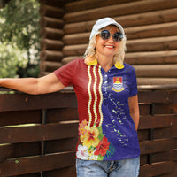 Kiribati Heritage Women Polo Shirt Map of the Islands and Polynesia Pattern