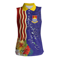 Kiribati Heritage Women Sleeveless Polo Shirt Map of the Islands and Polynesia Pattern