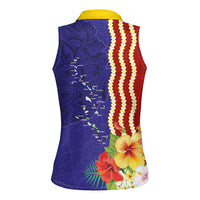 Kiribati Heritage Women Sleeveless Polo Shirt Map of the Islands and Polynesia Pattern
