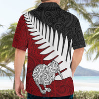Aotearoa New Zealand Hawaiian Shirt Silver Fern Kiwi Bird and NZ Map with Maori Tribal Red Style LT03 - Polynesian Pride