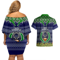 pohnpei-state-christmas-couples-matching-off-shoulder-short-dress-and-hawaiian-shirt-coat-of-arms-beautiful-merry-xmas-snowflake