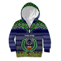 Pohnpei State Christmas Kid Hoodie Coat of Arms Beautiful Merry Xmas Snowflake LT03 Zip Hoodie Blue - Polynesian Pride