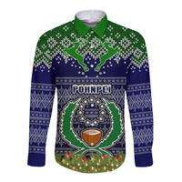 pohnpei-state-christmas-long-sleeve-button-shirt-coat-of-arms-beautiful-merry-xmas-snowflake