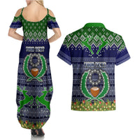 personalised-pohnpei-state-christmas-couples-matching-summer-maxi-dress-and-hawaiian-shirt-coat-of-arms-beautiful-merry-xmas-snowflake