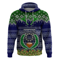 Personalised Pohnpei State Christmas Hoodie Coat of Arms Beautiful Merry Xmas Snowflake LT03 Blue - Polynesian Pride