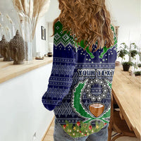 personalised-pohnpei-state-christmas-women-casual-shirt-coat-of-arms-beautiful-merry-xmas-snowflake