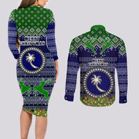 chuuk-state-christmas-couples-matching-long-sleeve-bodycon-dress-and-long-sleeve-button-shirts-coat-of-arms-beautiful-merry-xmas-snowflake