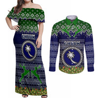 personalised-chuuk-state-christmas-couples-matching-off-shoulder-maxi-dress-and-long-sleeve-button-shirts-coat-of-arms-beautiful-merry-xmas-snowflake