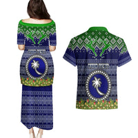 personalised-chuuk-state-christmas-couples-matching-puletasi-dress-and-hawaiian-shirt-coat-of-arms-beautiful-merry-xmas-snowflake