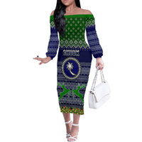 personalised-chuuk-state-christmas-off-the-shoulder-long-sleeve-dress-coat-of-arms-beautiful-merry-xmas-snowflake