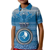 Personalised Yap Christmas Kid Polo Shirt Coat of Arms Beautiful Merry Xmas Snowflake LT03 Kid Blue - Polynesian Pride