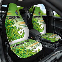 Cook Islands Va'a Race Car Seat Cover Te Tatau Tattoos Sporty Style Green-White Color - Polynesian Pride