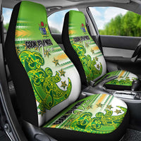 Cook Islands Va'a Race Car Seat Cover Te Tatau Tattoos Sporty Style Green-White Color - Polynesian Pride