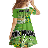 Personalised Cook Islands Va'a Race Family Matching Long Sleeve Bodycon Dress and Hawaiian Shirt Te Tatau Tattoos Sporty Style Green-White Color - Polynesian Pride