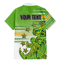 Personalised Cook Islands Va'a Race Family Matching Mermaid Dress and Hawaiian Shirt Te Tatau Tattoos Sporty Style Green-White Color - Polynesian Pride