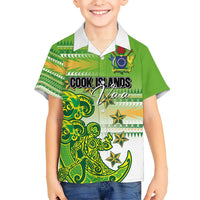 Personalised Cook Islands Va'a Race Hawaiian Shirt Te Tatau Tattoos Sporty Style Green-White Color - Polynesian Pride