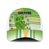 Cook Islands Va'a Race Mesh Trucker Cap Te Tatau Tattoos Sporty Style Green-White Color LT03 One Size White Green - Polynesian Pride