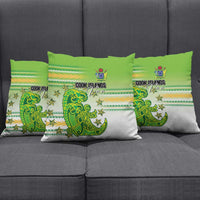 Cook Islands Va'a Race Pillow Cover Te Tatau Tattoos Sporty Style Green-White Color - Polynesian Pride