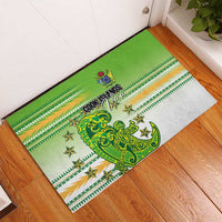 Cook Islands Va'a Race Rubber Doormat Te Tatau Tattoos Sporty Style Green-White Color - Polynesian Pride