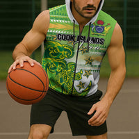 Personalised Cook Islands Va'a Race Sleeveless Zip Hoodie Te Tatau Tattoos Sporty Style Green-White Color - Polynesian Pride