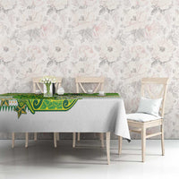 Cook Islands Va'a Race Tablecloth Te Tatau Tattoos Sporty Style Green-White Color - Polynesian Pride