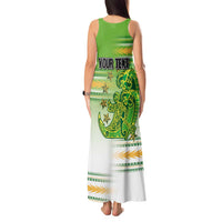 Personalised Cook Islands Va'a Race Tank Maxi Dress Te Tatau Tattoos Sporty Style Green-White Color - Polynesian Pride