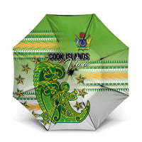Cook Islands Va'a Race Umbrella Te Tatau Tattoos Sporty Style Green-White Color - Polynesian Pride