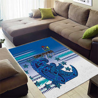 Cook Islands Va'a Race Area Rug Te Tatau Tattoos Sporty Style Light Blue Color - Polynesian Pride