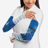 Personalised Cook Islands Va'a Race Arm Sleeves Te Tatau Tattoos Sporty Style Light Blue Color - Polynesian Pride