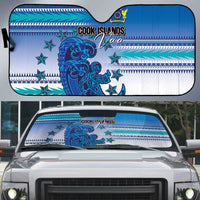 Cook Islands Va'a Race Auto Sun Shade Te Tatau Tattoos Sporty Style Light Blue Color - Polynesian Pride