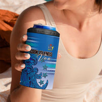 Personalised Cook Islands Va'a Race 4 in 1 Can Cooler Tumbler Te Tatau Tattoos Sporty Style Light Blue Color - Polynesian Pride