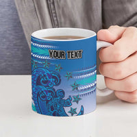 Personalised Cook Islands Va'a Race Ceramic Mug Te Tatau Tattoos Sporty Style Light Blue Color - Polynesian Pride