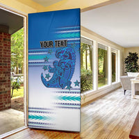 Personalised Cook Islands Va'a Race Door Cover Te Tatau Tattoos Sporty Style Light Blue Color - Polynesian Pride