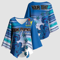 Personalised Cook Islands Va'a Race Kimono Sleeve Blouse Te Tatau Tattoos Sporty Style Light Blue Color - Polynesian Pride