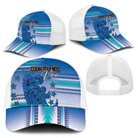 Cook Islands Va'a Race Mesh Trucker Cap Te Tatau Tattoos Sporty Style Light Blue Color LT03 - Polynesian Pride