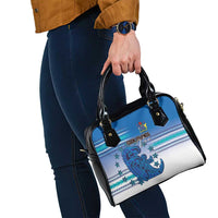 Cook Islands Va'a Race Shoulder Handbag Te Tatau Tattoos Sporty Style Light Blue Color - Polynesian Pride