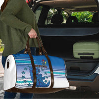 Cook Islands Va'a Race Travel Bag Te Tatau Tattoos Sporty Style Light Blue Color - Polynesian Pride