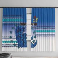 Cook Islands Va'a Race Window Curtain Te Tatau Tattoos Sporty Style Light Blue Color - Polynesian Pride