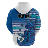Personalised Cook Islands Va'a Race Zip Hoodie Te Tatau Tattoos Sporty Style Light Blue Color - Polynesian Pride