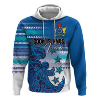 Personalised Cook Islands Va'a Race Zip Hoodie Te Tatau Tattoos Sporty Style Light Blue Color - Polynesian Pride