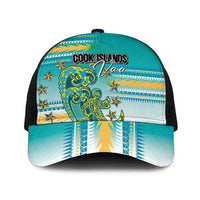 Cook Islands Va'a Race Baseball Net Cap Te Tatau Tattoos Sporty Style Turquoise Color LT03 One Size Black Turquoise - Polynesian Pride